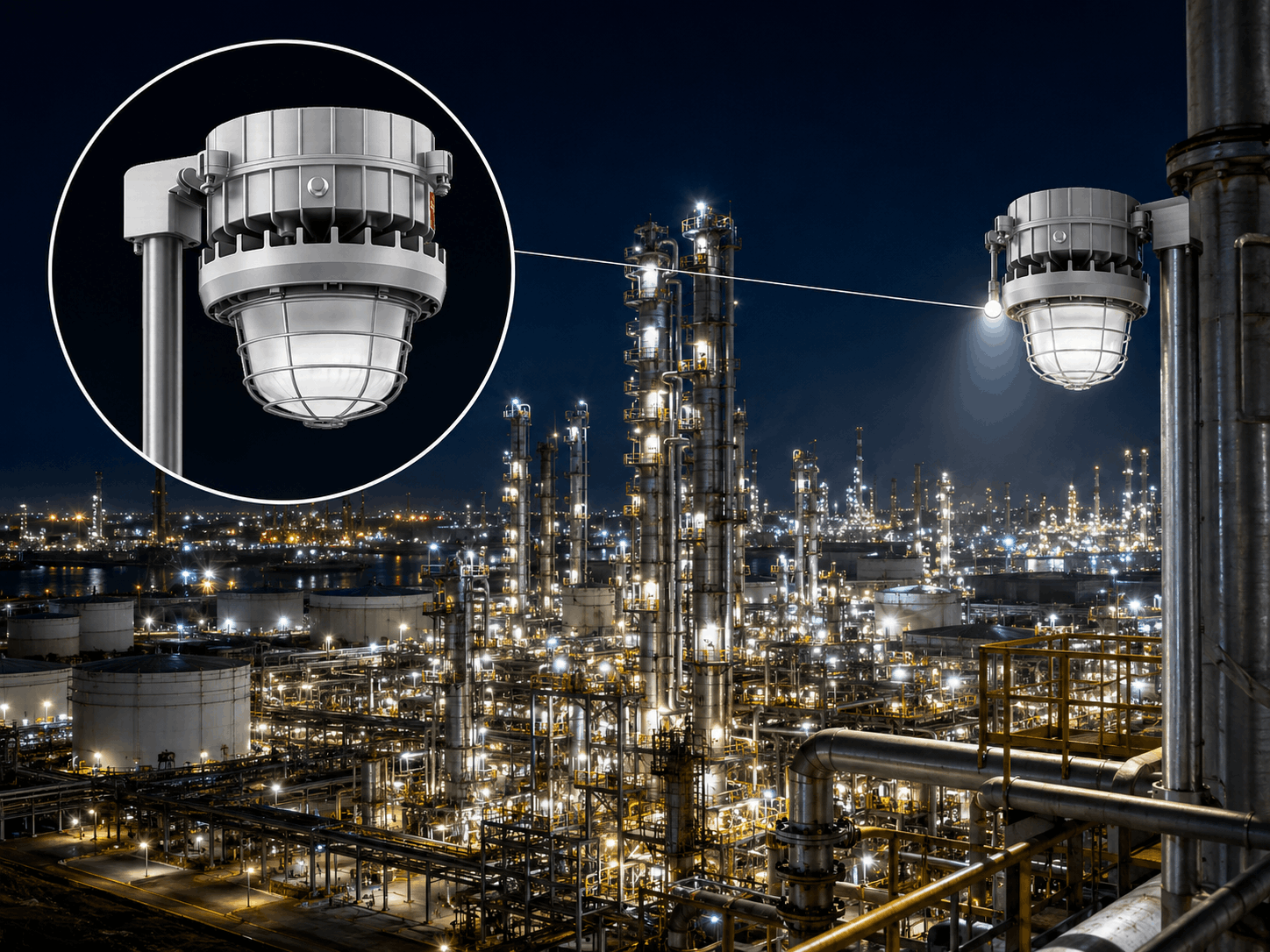 Iluminación LED antiexplosiva en refinerías de petróleo